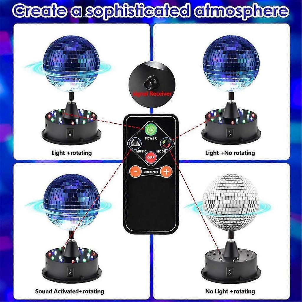 Rotating 5in Disco Ball Party Lights with Remote, 6-12RPM Adjustable Disco Ball,18 LEDs DJ Light,Hanging and Table 2 Use