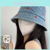 Heart Retro Loving Pattern Fisherman Hat Unisex Denim For Outdoor Activities
