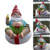 Funny Garden Statue Resin Gnome Art Ornament Dwarf Sitting on A Swimming Ring and Enjoying Sun Shine for Outdoor Lawn Ne