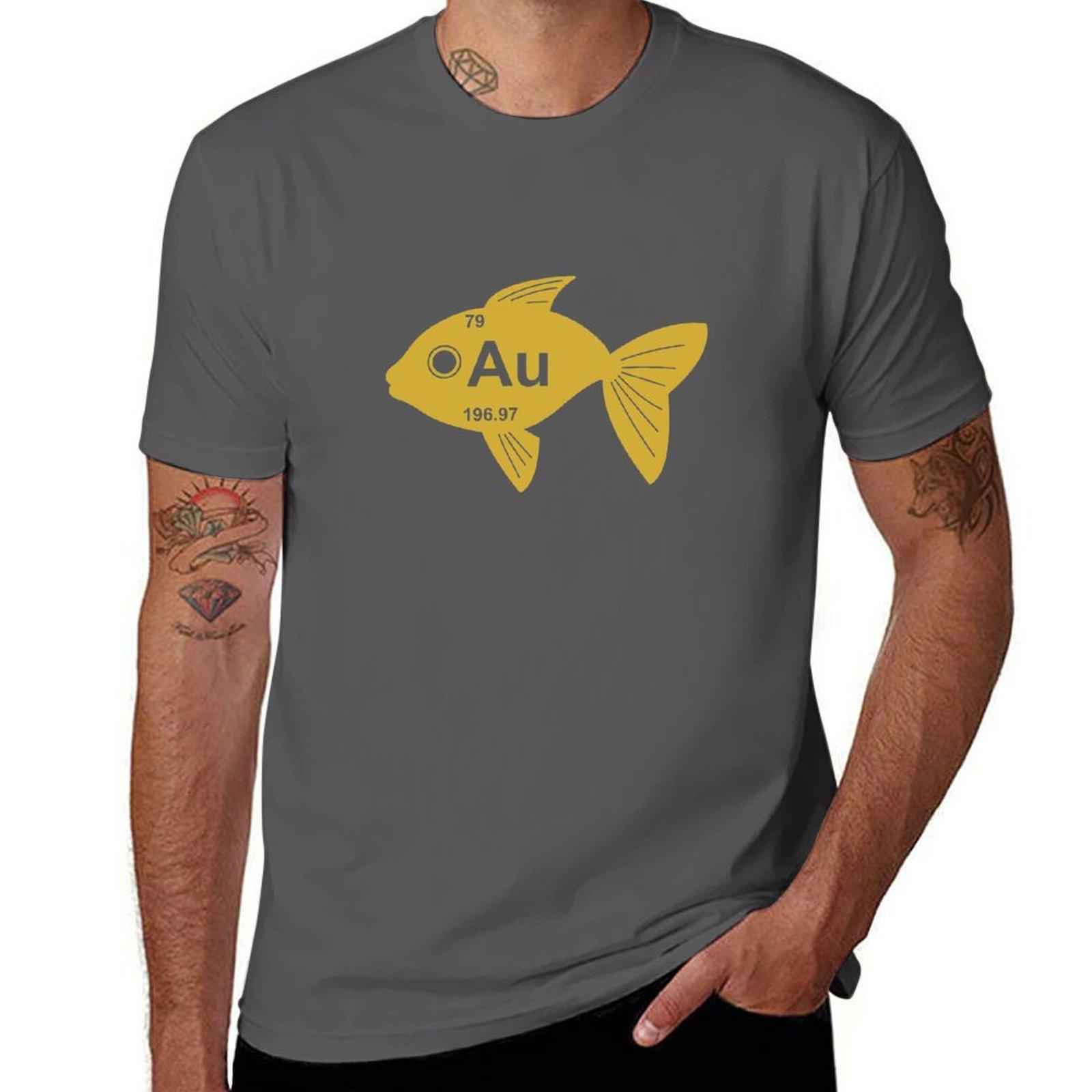 periodic table element Au goldfish T-Shirt t shirts for man cotton man t shirt summer t shirt personalised T-Shirt 4XL