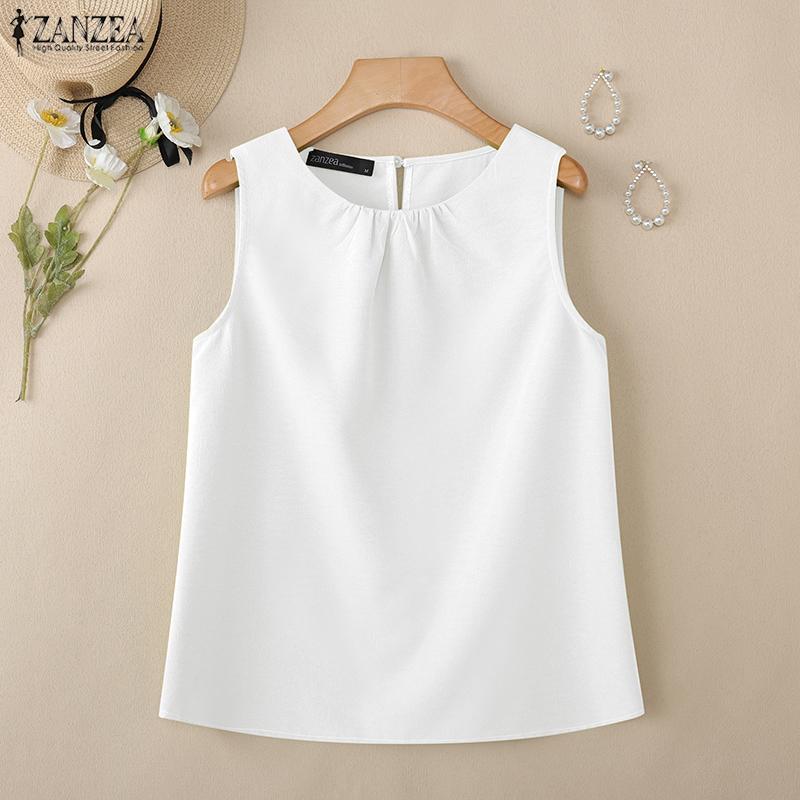 ZANZEA Women Casual Round Neck Summer Sleeveless Tank Tops