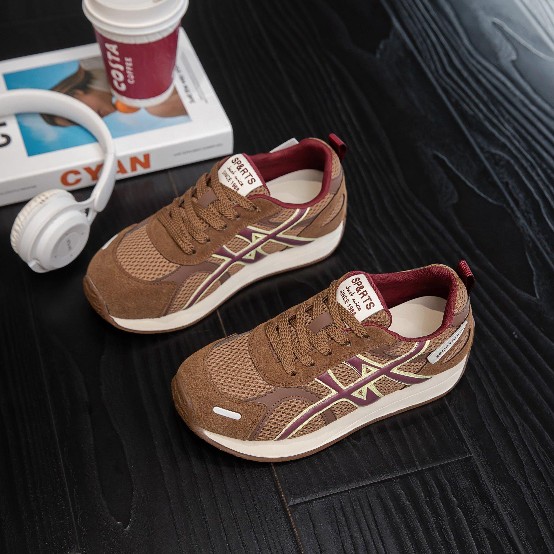 

Leather version~ New Maillard platform heightening German training shoes versatile casual sports shoes women s board shoes Forrest Gump shoes 40 коричневый