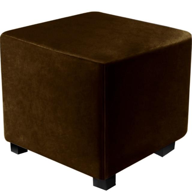 Housse de chaise carrée tout compris, housse de repose-pieds en velours élastique, protection à 360 degrés, housse de pouf pour salon