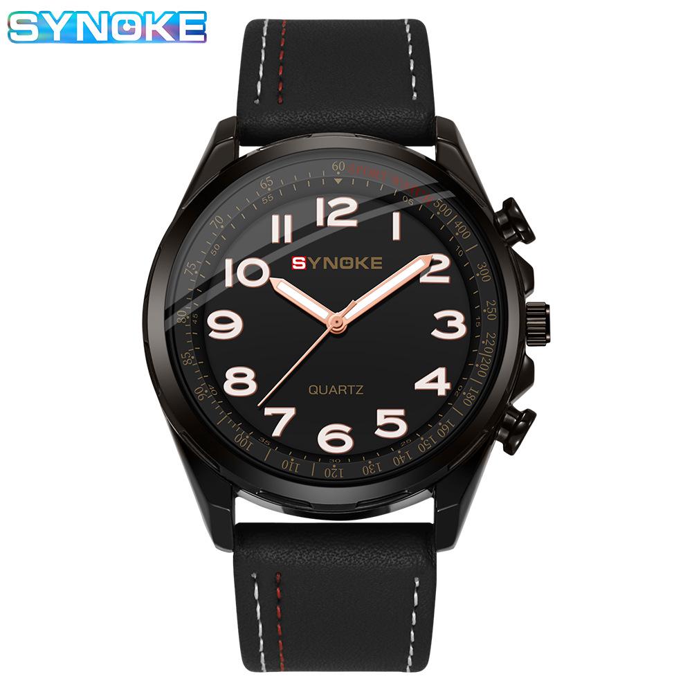 SYNOKE Men s Sport & Business Casual Digital Quartz Leather Strap Watch