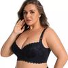 Large Size Thin Cup Lace Underwear for Women with Side Breast Adjustment and Underwire Bra