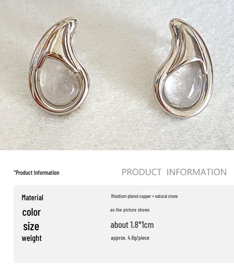 2025 Trendy Teardrop Earrings: Women's Fashion Studs with Inlaid Natural Crystals