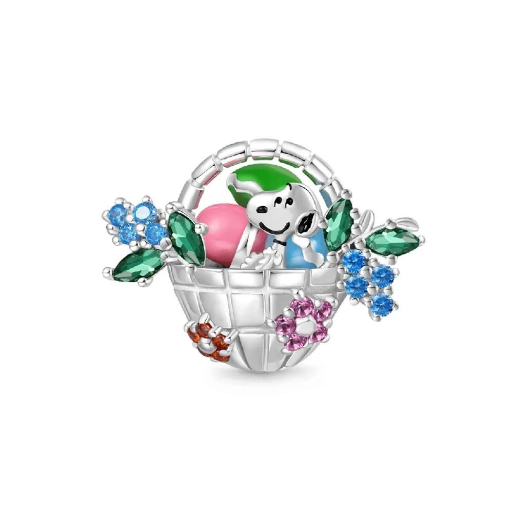 Nieuwe 925 Zilveren Auto Bloemenmand Hond Kralen Hanger voor Europese Armband DIY Prachtige Sieraden Handgemaakt Cadeau