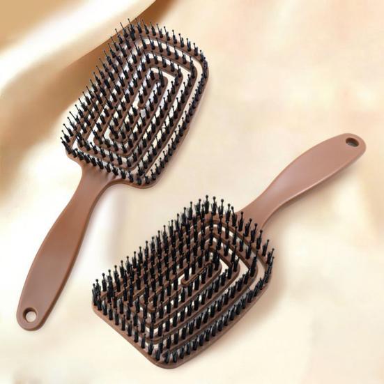 Boar Bristles Vented Paddle Brush Scalp Massage Hair Comb with Long Handle Blow