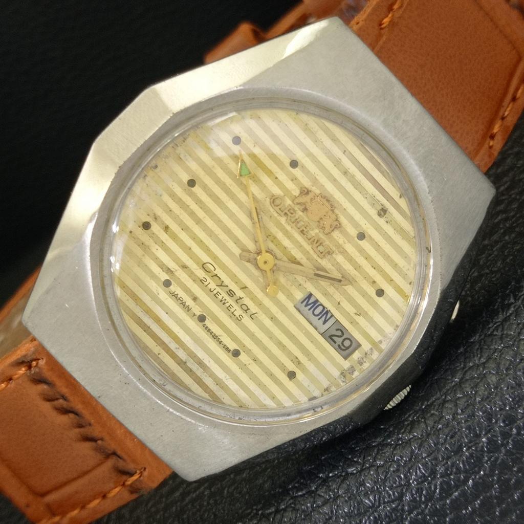 

VINTAGE ORIENT CRYSTAL AUTOMATIC 46941 JAPAN MENS ORIGINAL DIAL WATCH a703593-1 R213d-a703593