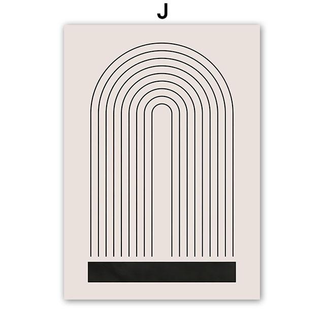 Vase Leaf Moon Line Geometry Wall Art Canvas Painting Abstract Posters And Prints Hotel Bar Wall Pictures For Living Room Decor