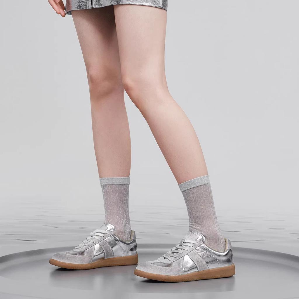 [Galaxy Star Dou] Soft-soled sports silver casual shoes for women's 2025 spring new dirty ballet fashion training shoes