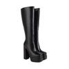Krazing Pot PU Autumn Winter Shoes Super High Heels Stone Patterns European Design Platform Keep Warm Thigh High Boots