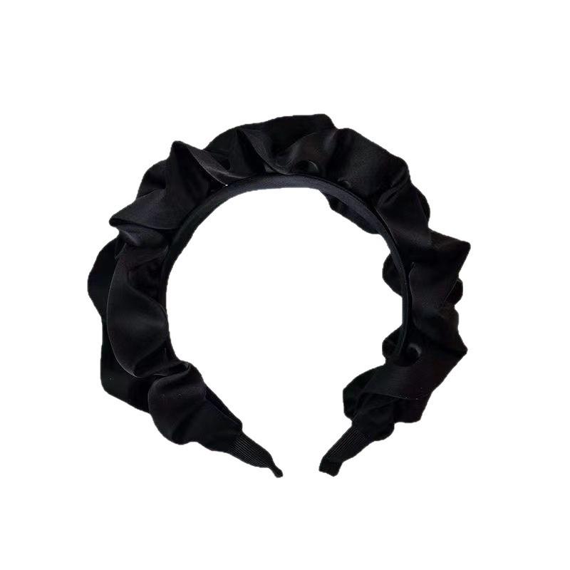 Korean Style Black Pleated Headband: Versatile, Fashionable, Wide Edge Hair Accessory
