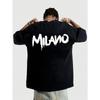 European Sizes Men'S MILANO Letter Pattern Print Round Neck T-Shirt, Short Sleeves for Summer Outdoor Sports