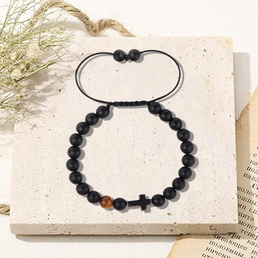 Cross Bracelet Religious Gifts, Handmade Beaded Bracelets,beaded inspirational bracelet, Tiger Eye Bracelet Gifts