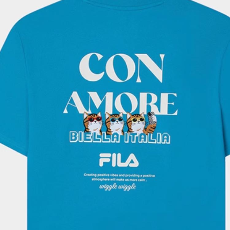New FILA SS24 T Shirt Unisex Miroku Blue F11U429102FBU