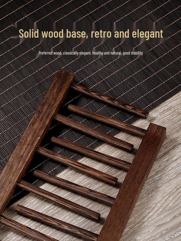 Retro Black Wenge Wood Tea Cake Display Rack