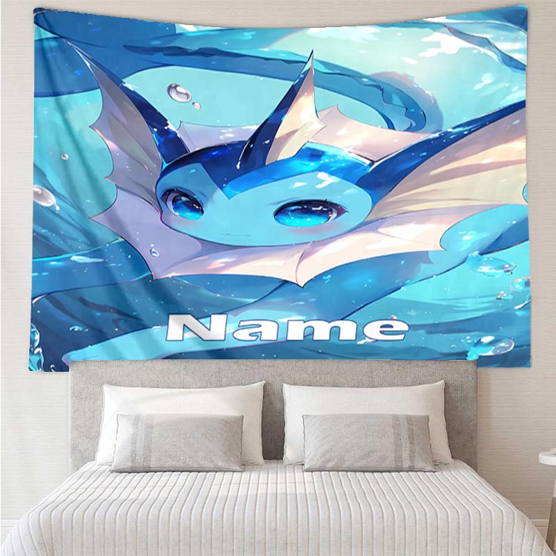 Custom Name Pokémon Print Tapestry, Backdrop, Easy Setup, Ideal for Bedroom, Office & Living Room, with Aesthetic Wall Hanging Decor.