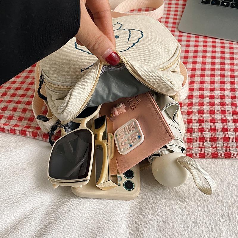 Japonský Harajuku styl kreslená plátěná taška korejská minimalistická crossbody peněženka pro studenty