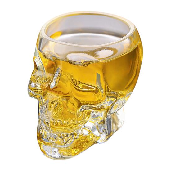 Skleněná karafka ve tvaru lebky, 3D gotická láhev na whisky se zátkou, Nový dávkovač likérů pro domácí bar, Halloweenský dárek