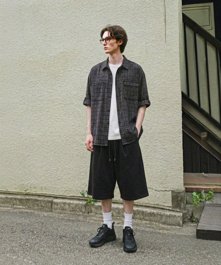 LETTERCOMO Soft Mesh Sweat Bermuda Shorts Black