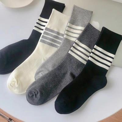 Trendy en Gepersonaliseerde Damessokken voor Beide Voeten, AB Dames Sokken tot op de Kuit met Vier Strepen, Sportsokken Voetbal, Studenten Sokken