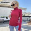 Cinemore Spring Autumn Women's Sweater Solid Oversize Casual Pullovers Warm Basic Long Sleeve Top O Neck Knitted Jumper Sweater