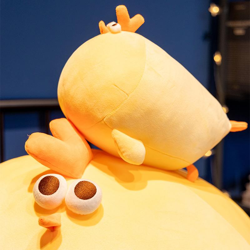 Round Chick Doll Stuffed Soft Appeasing Yellow Chicken Plush Toy Sleeping Companion Present