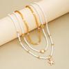 iF ME Set da 6 Pezzi Collana con Ciondoli Stella Marina e Conchiglia Perline di Riso Braccialetti Bohemian Elegante Set di Gioielli Colore Oro Bianco Accessori per le Feste