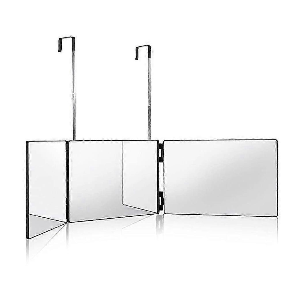 360 Trifold Vanity Makeup Mirror with Telescoping Hook Adjustable Height for Hair Cutting Portable Travel Mirror Home Salon Use