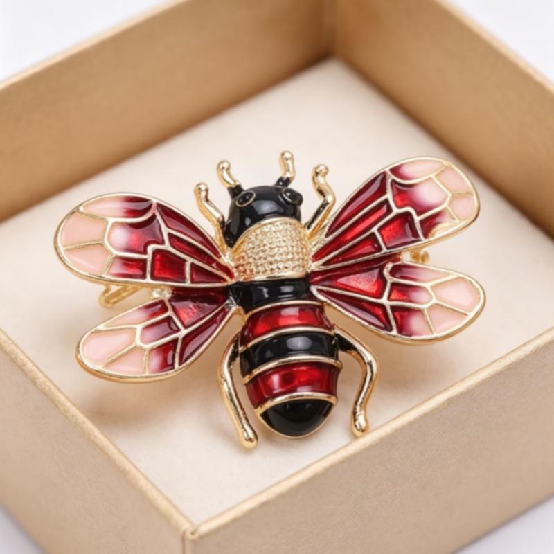 Multi Color Enamel Bee Brooch Glitter Delicate Decor Pin for Christmas Party Outfit Decoration Holiday Exchange Gifts