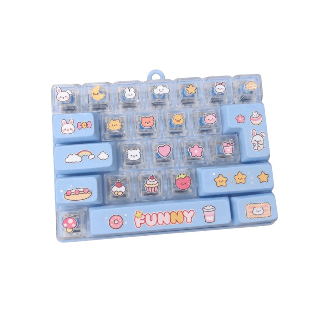 Cute Design Mini Keyboard Pendant Transparent Dual-Tone Keyboard Keychain  Desktop Decoration