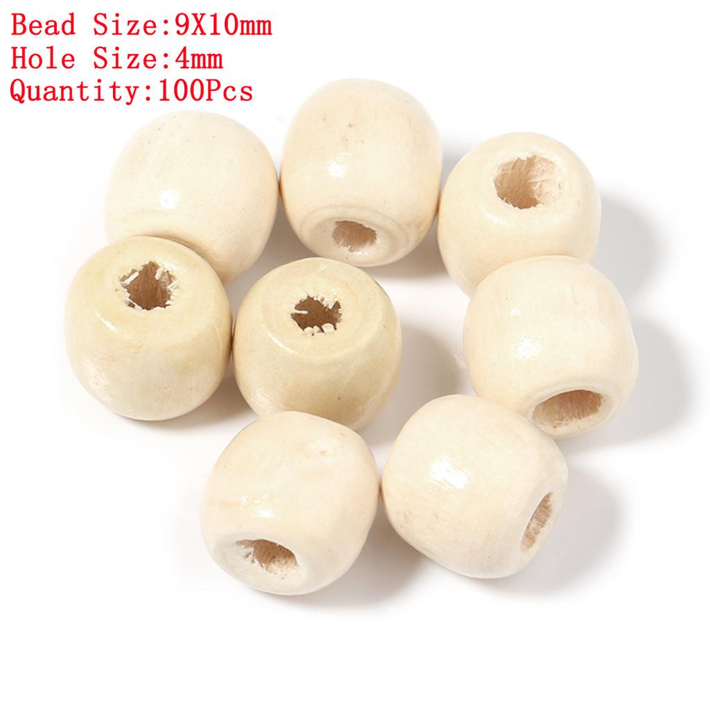 Natural Round Wood Beads Oval Loose Spacer Rosary Bead Large Hole Jewelry Bracelets Diy Unsex Charm Wholesale Supplies