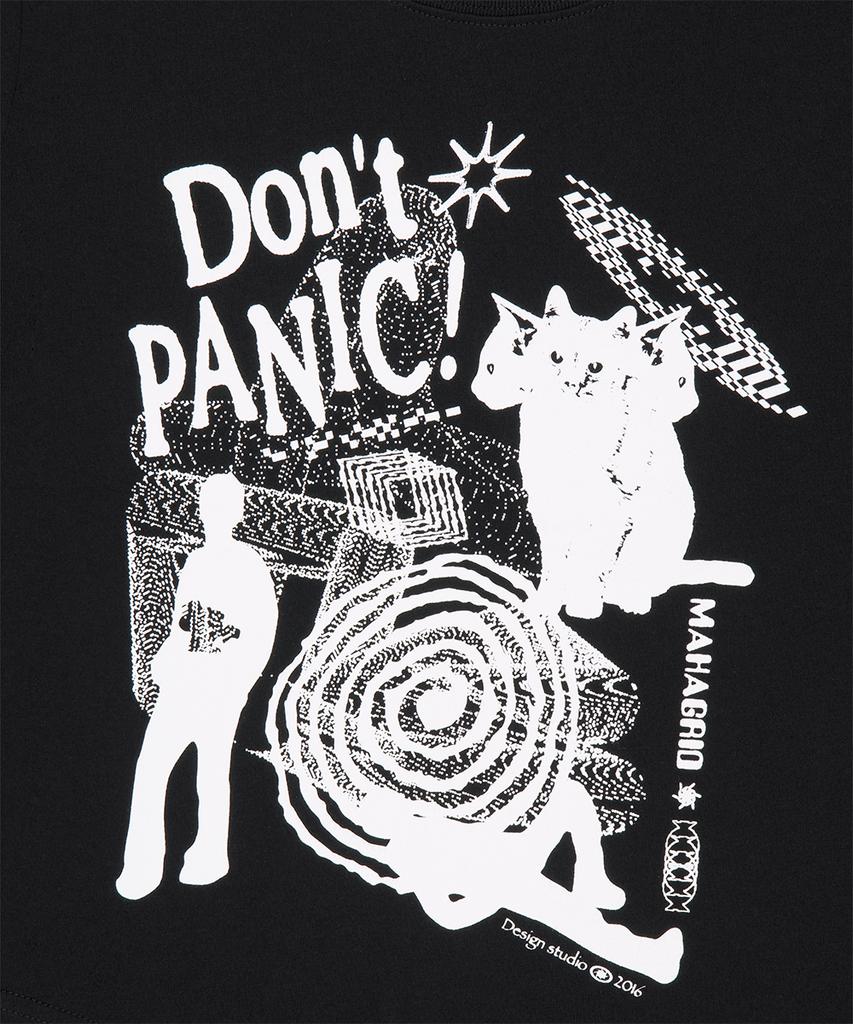 MAHAGRID Don’T Panic Round Crop Tee Black(Mg2Gmft538A)