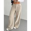 Corduroy-Textured Women's High-Waisted Wide-Leg Pants | Relaxed Fit, Side Pockets & All-Season Comfort, Machine Washable Beige Trousers