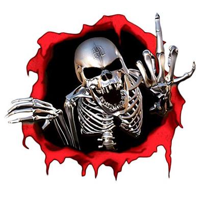 JX-SHOPPU Totenkopf Aufkleber Emblem Knallender Totenkopf Realistischer Aufkleber Totenkopf Verkleidung Autozubehör Autozubehör Durchbrechender Totenkopf Aufkleber