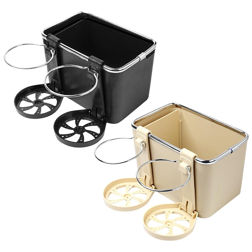 Car Interior Storage Box with 2 Cup Holders Multifunctional Car Storage Box with Cup Holder for Phone Tissue Cup Drink Holder