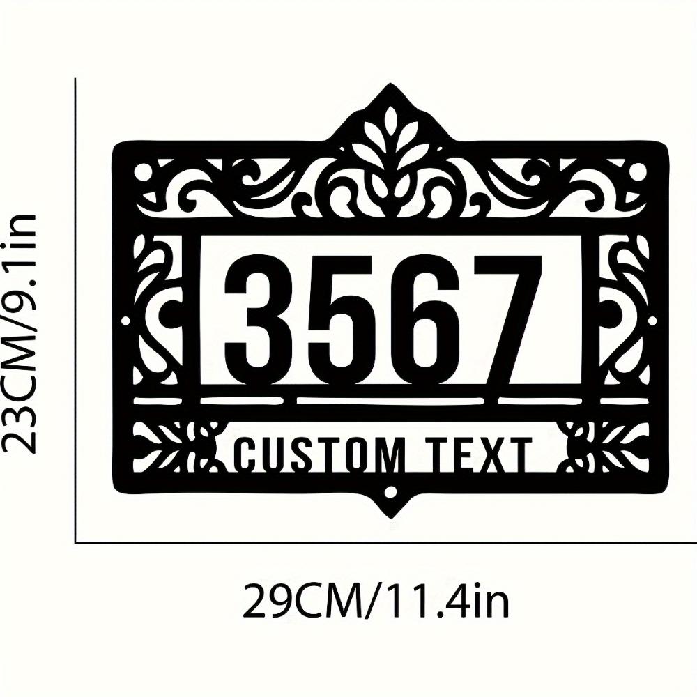 

Vintage Metal Address Plaque Custom House Number Sign for Front Door Outdoor Wall Decor