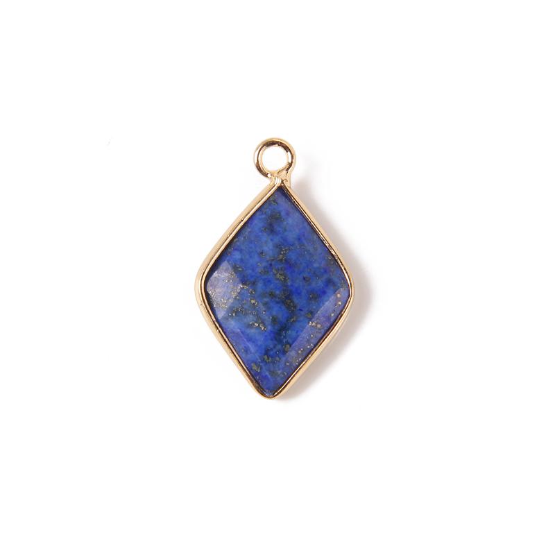 15X25MM Fashion Faceted Rhombus Pendant Natural Stone Lapis lazuli Charms for DIY Jewelry Making Necklace Earrings Wholesale 1pcs