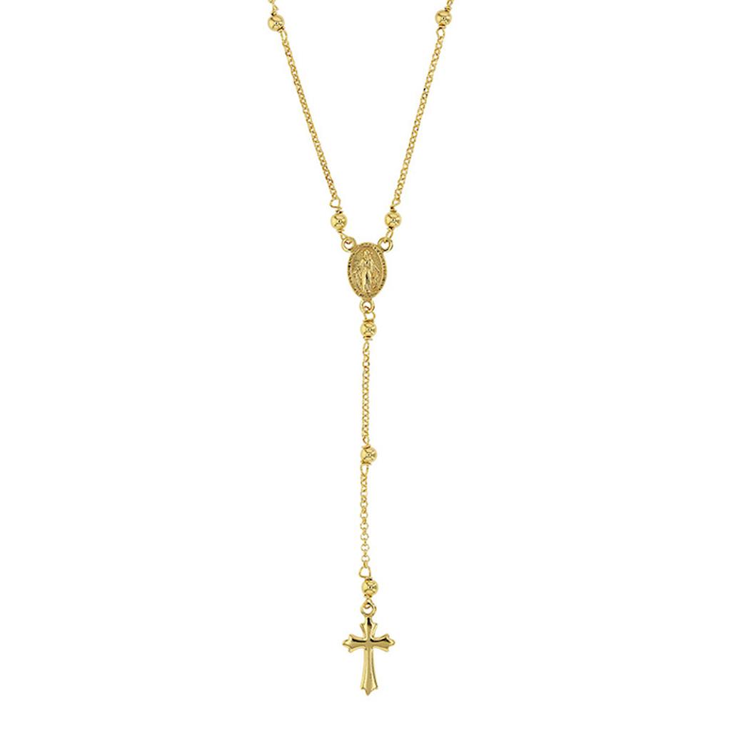 Les Trésors De Lily [R6026] - Handcrafted Silver Necklace 'Gypsy Cross' Gold - 85x10 Mm