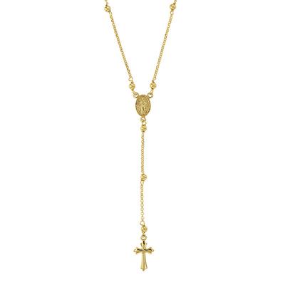 [R6026] - Handcrafted Silver Necklace 'Gypsy Cross' Gold - 85x10 Mm