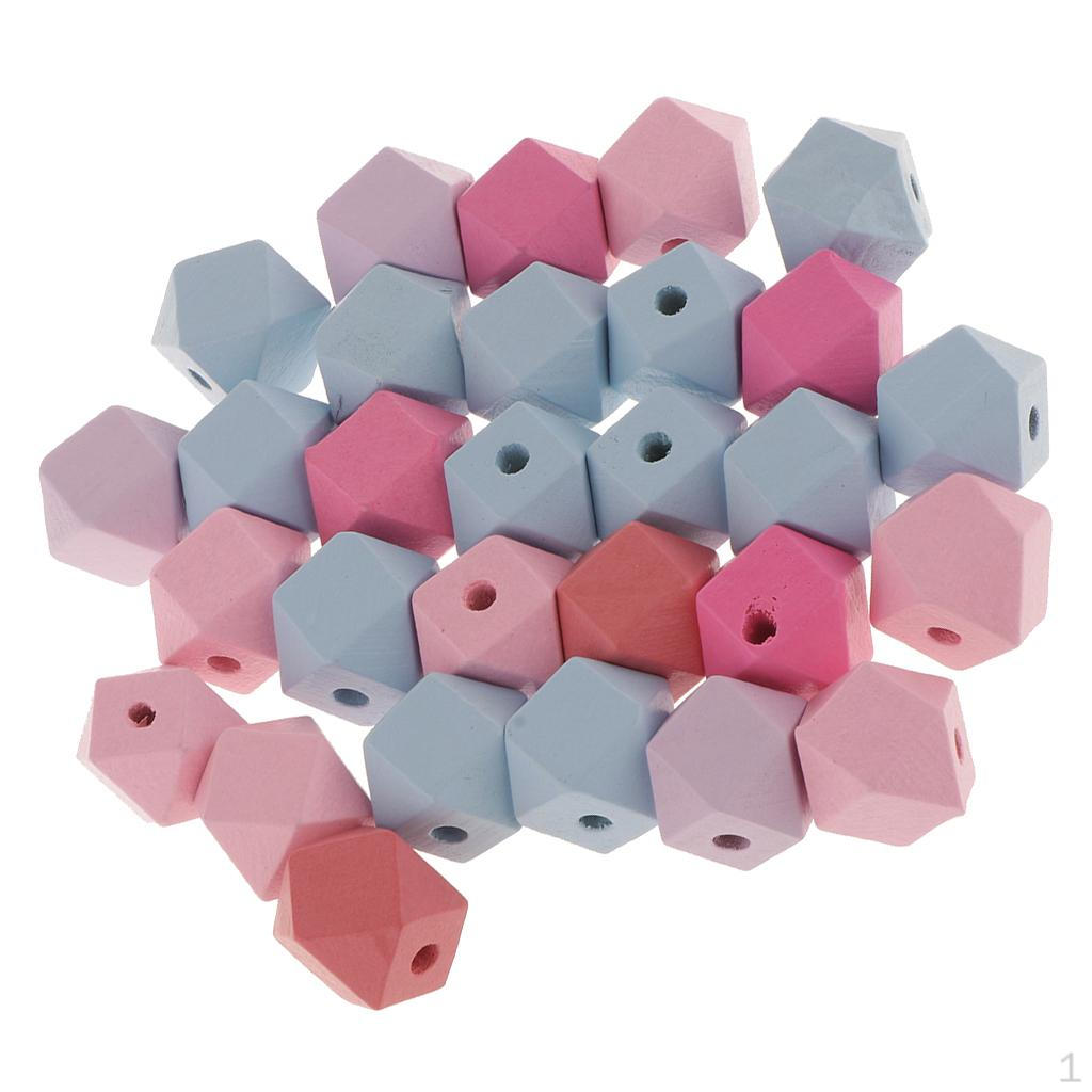 

Деревянные бусины 15 мм 20 мм, разноцветные геометрические свободные бусины для изготовления ювелирных изделий 15mm 30Pcs