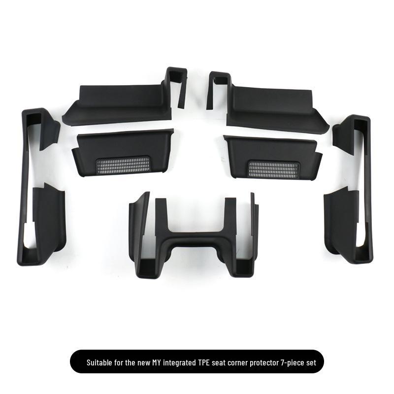 Tesla Model Y Seat Protection Set: Anti-Kick Mats, Door Sill Strips, Rear Seat Bottom Cover.