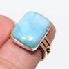 Natürlicher Larimar Edelstein 925 Massiv Sterlingsilber Zweifarbig Geschenkring Gr.6 P6h65