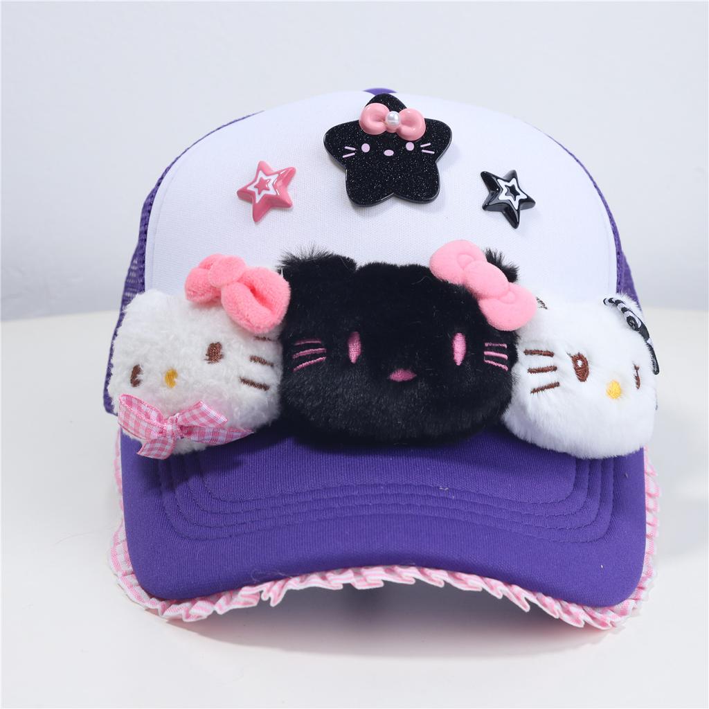 2025 new cute kitten bow cap children y2k Yabi wind show face small breathable baseball cap