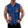 Men's Workwear Lapel Button-Down Vest Shirt - Lightweight Sleeveless Top