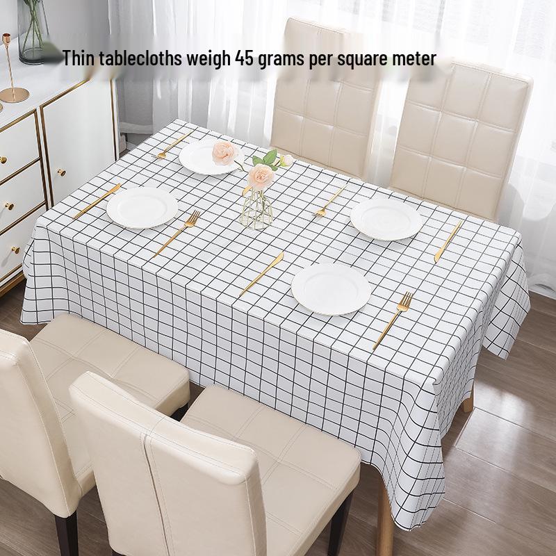 Japanese Style Waterproof Plaid Tablecloth - Oil-proof & Wash-free PEVA for Coffee and Dining Tables