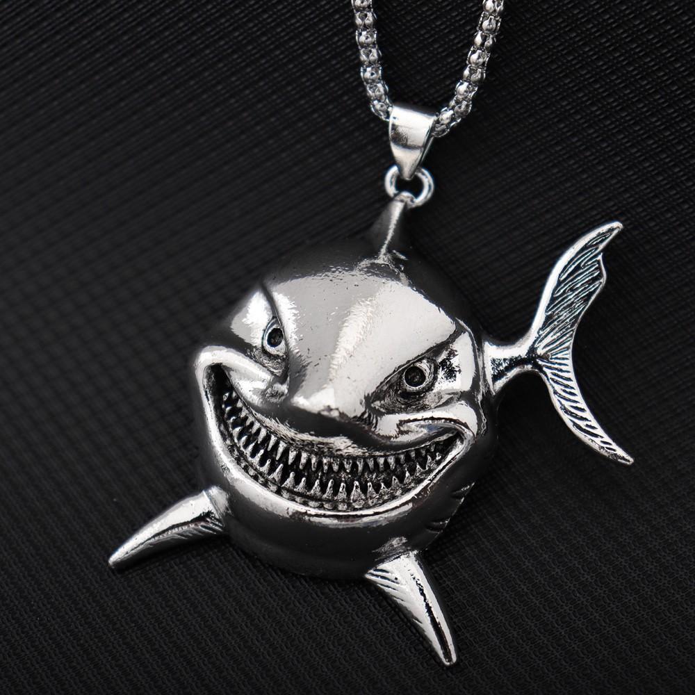 Dominantes Punk Herren Shark Skull Bull Head Schmuck Anhänger Halskette