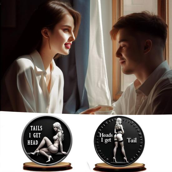 Couple Decision Coin Heads I Get Tail Tails I Get Head Decision Coin Adult Challenge Token Cheeky Decision Coin Prank Gifts for Men Women Date Night