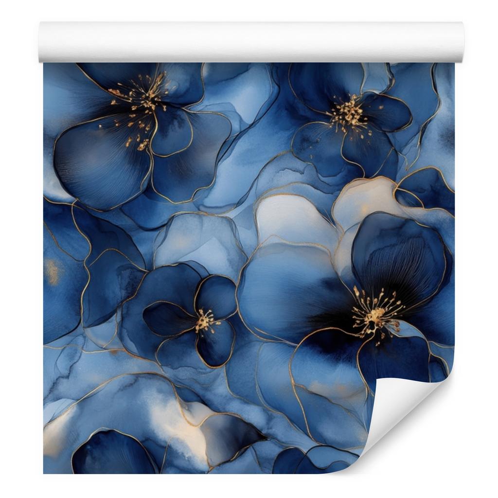 Wallpaper Ink Blue, Navy Blue, Light Gray and Black 50x1000